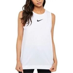 Nike White and Black Swoosh Soft Athletic Sporty Tank Top Size Med
